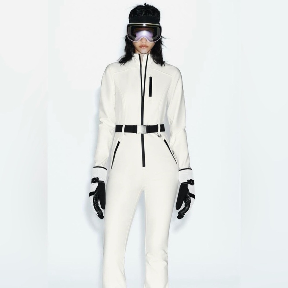 Zara White Jumpsuit with Black Accents